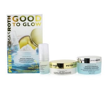Peter Thomas Roth Good To Glow 3-Piece Hydration & Glow Kit : 24K Gold Eye Patches 15pairs+Hyaluronic Cloud Serum 15ml+Hydrating Moisturizer 50ml