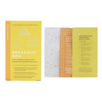 Patchology Breakout Box 3-IN-1 Blemish Fighting Kit: Blemish Shrinking Dots, Ant-Blemish Dots, Charcoal Nose Strips, Storage Sachets For Dots