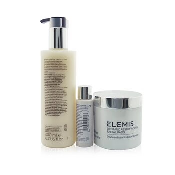 Elemis Skin Resurfacing Trio Set: Facial Pads 60pads+ Facial Wash 200ml+ Skin Smoothing Essence 28ml