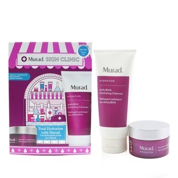 Murad Murad Skin Clinic - Total Hydration With Murad Set: AHA/BHA Exfoliating Cleanser - 200ml/6.75oz + Nutrient-Charged Water Gel - 50ml/1.7oz